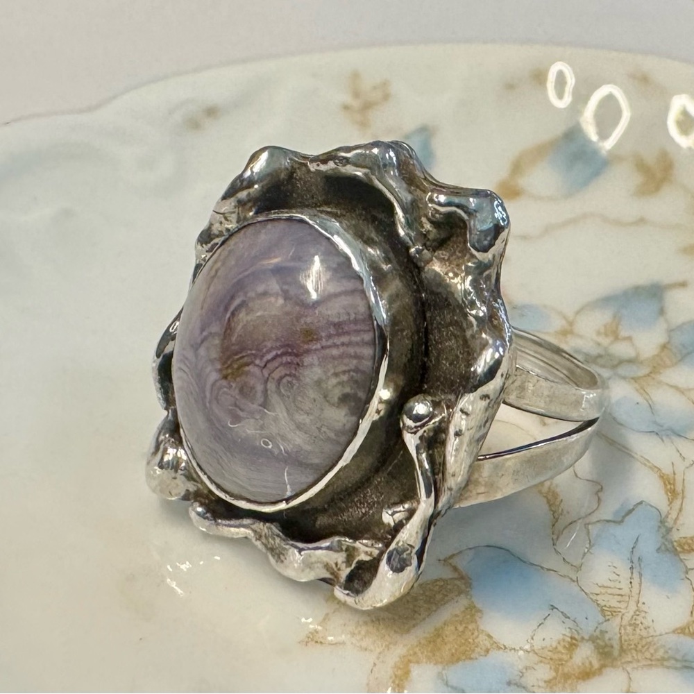Sterling Silver Statement Ring With Lavender Agate - image 5